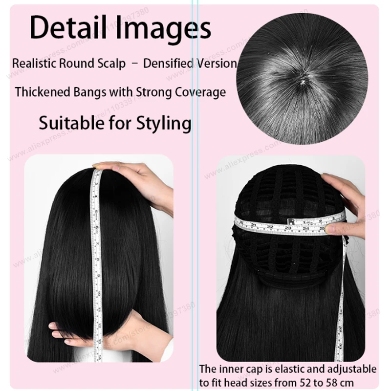 600g Upgraded Thickened 100cm Long Straight Cosplay Synthetic Wig With Bangs Black White Red Heat Resistant Hair Anime Wigs