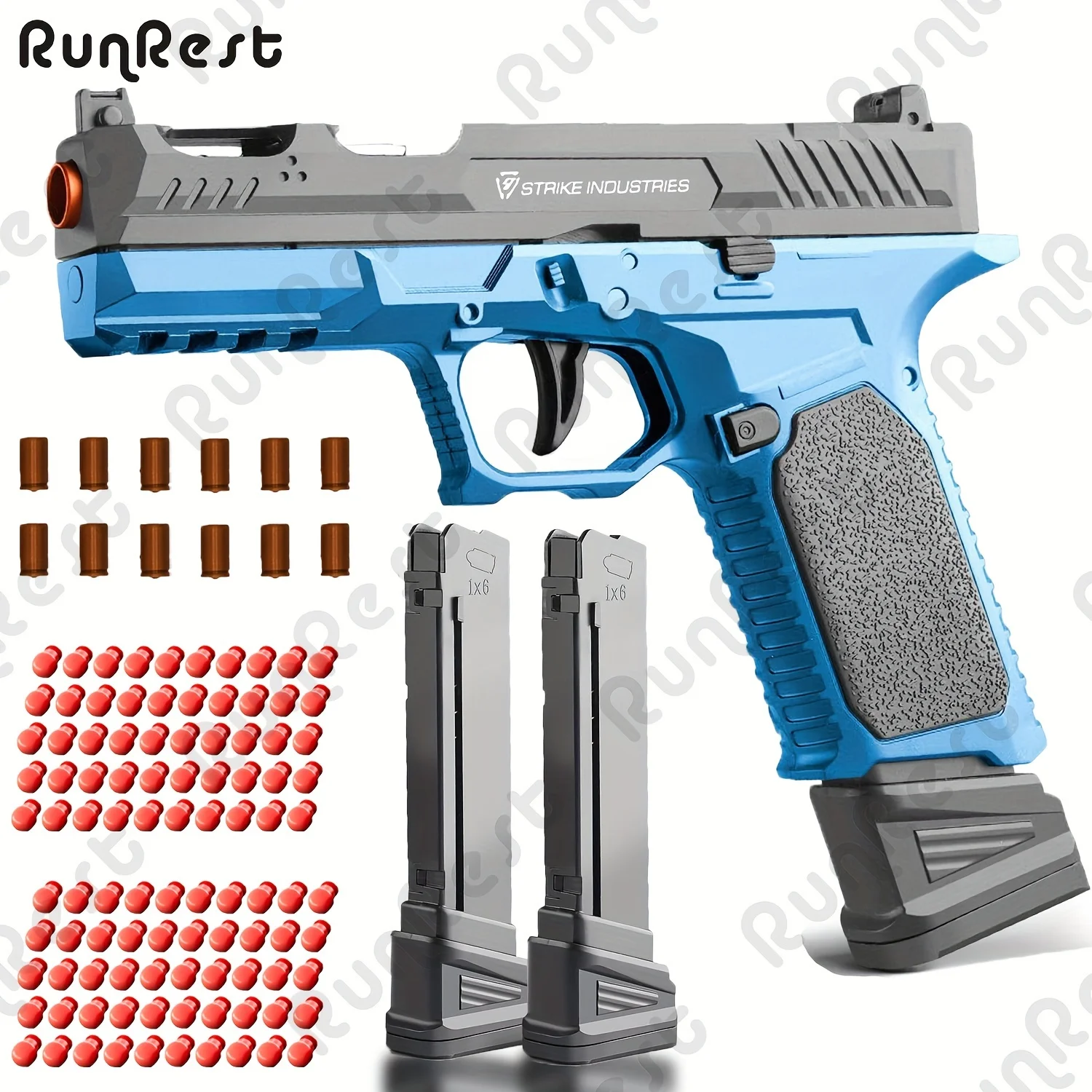 Soft Bullet Gun ปืนของเล่น 100 กระสุน, 12 เปลือกหอย, และ 2 นิตยสารใหม่ของเล่นปืนพก Hollow เครื่องแขวน, ของเล่นโฟม Blas