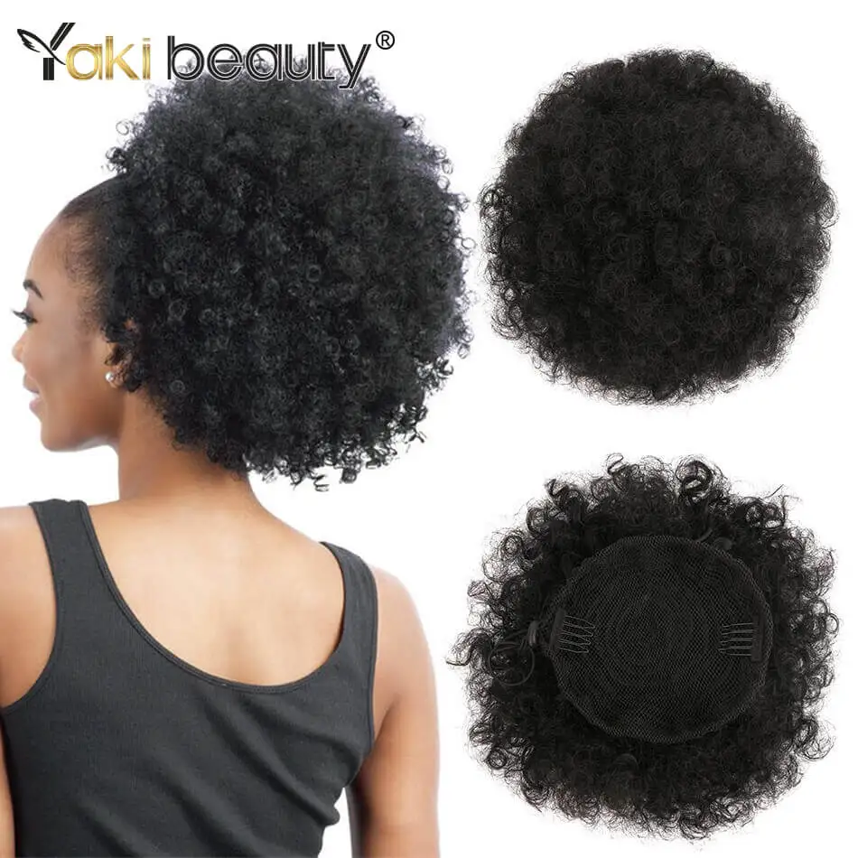 Synthetic Afro Puff Ponytail Kinky Curly Chignon Drawstring Pony Tail Hair Extension Hairpieces 10inch Big Hair For Women