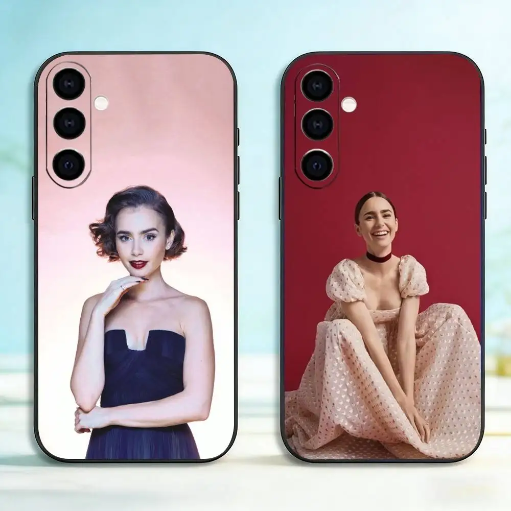 Capa de telefone Actor L-Lily Collins em silicone preto macio para Samsung Galaxy A73, A72, A71, A70, A53, A52, A51