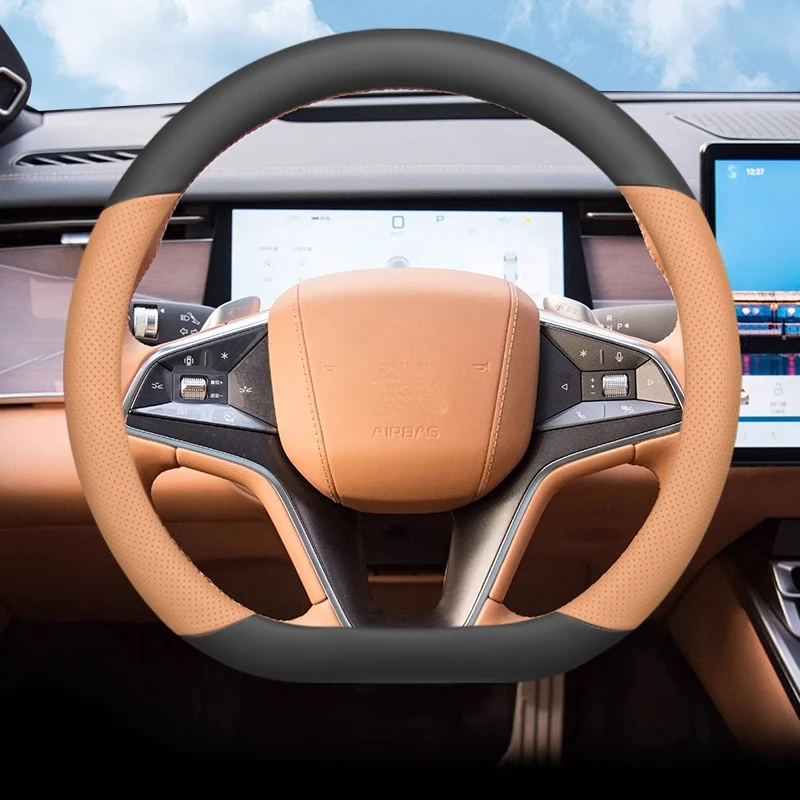 

Кожаный автомобильный ультратонкий противоскользящий дышащий чехол на руль Nappa для BYD Han L DM-i EV 2025, автомобильные аксессуары для интерьера