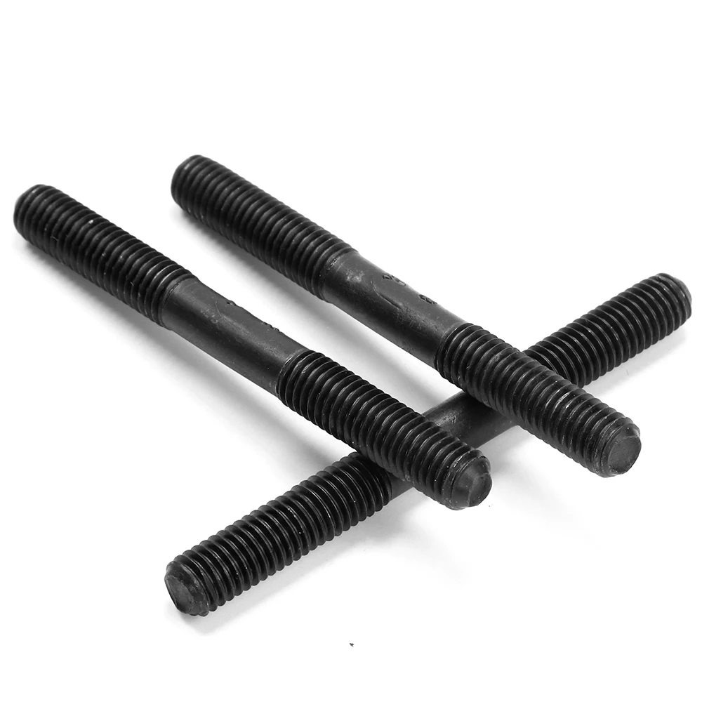 1pc Double End Thread Rod Stud Black Carbon Steel M8 M10 M12 M14 M16 M18 M20 M22 Length 40mm-100mm Rod Stud Bolts GB901