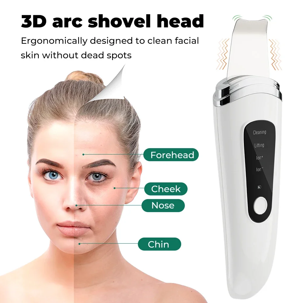 Ultrasonic Skin Scrubber Deep Vibrating Cleansing Spatula Ultrasonic Ionic Pore Cleanser Blackhead Remover Shovel Skin Care Tool