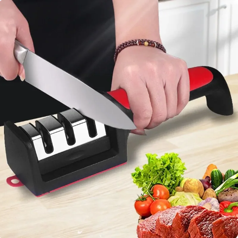 Quick Knife sharpener 3/4 section Knife sharpener Multi-functional hand-held whetstone Home sanding tool Kitchen tool