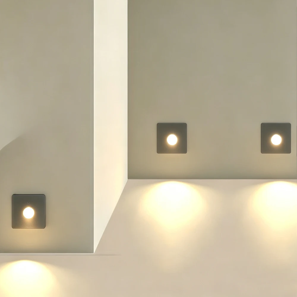 SANDIY Stair Sensor Light Recessed Wall Lamp Radar Detect Tempered Glass Step Spotlight Motion Indoor Lighting Bathroom Bedroom