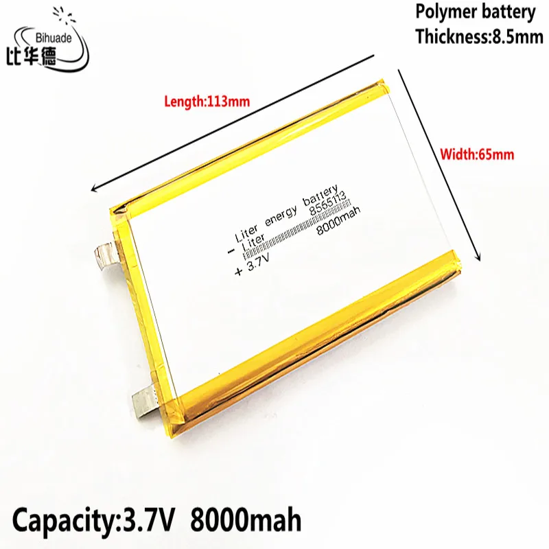 Good Qulity without protective plate 3.7V 8000mAH 8565113 Polymer lithium ion / Li-ion battery for tablet pc BANK,GPS,mp3,mp4