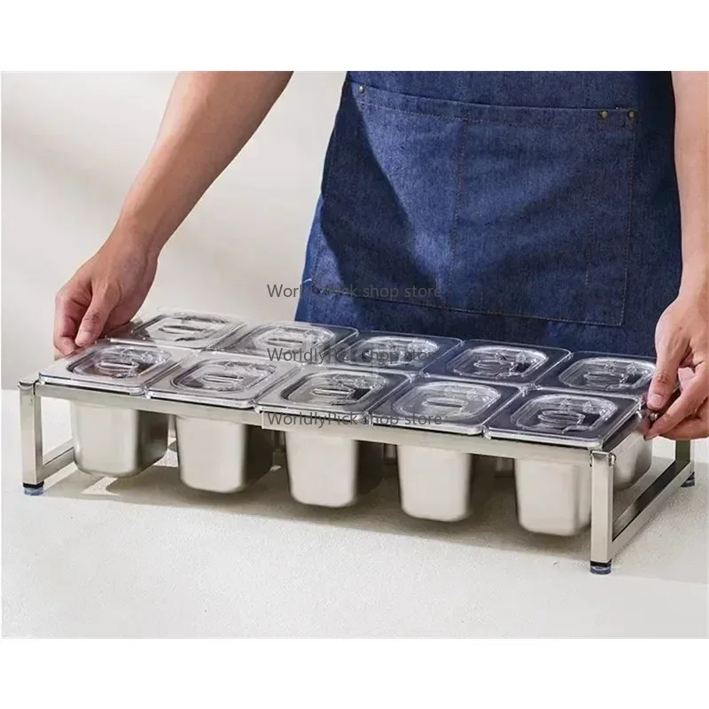 Прозрачный ящик для хранения продуктов из нержавеющей стали со стойкой, видимый выставочный поднос для раковины для магазина чая с молоком, кухонная организация