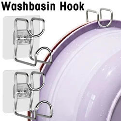 Self-adhesive Hooks Wall Mounted Washbasin Storage Hooks Holders Bathroom Basin Storage Rack Holder Save Space Stainless Hooks