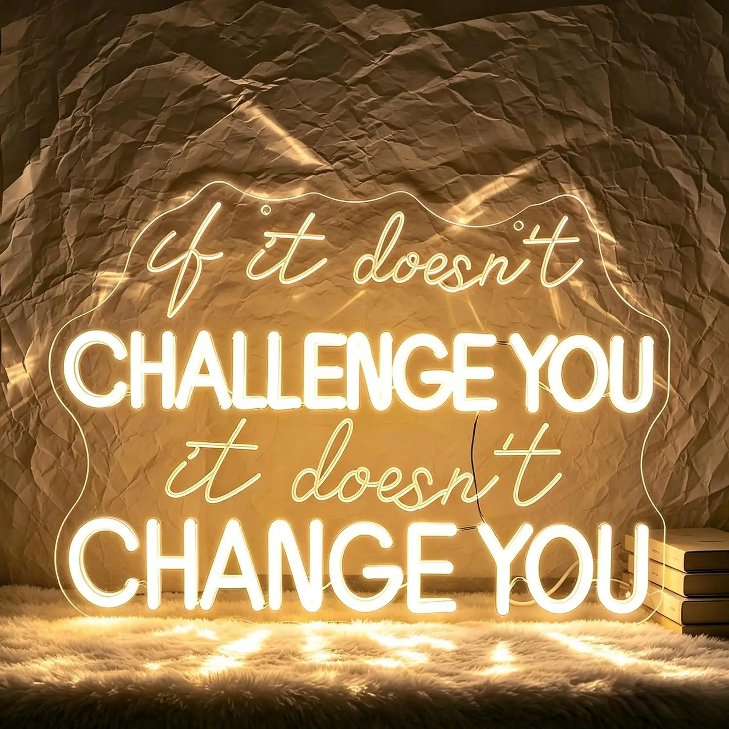 If It Doesn't Challenge You It Doesn't Change You Neon Sign LED Lights for Office Gym Bedroom Study Room Home Theme Wall Decor