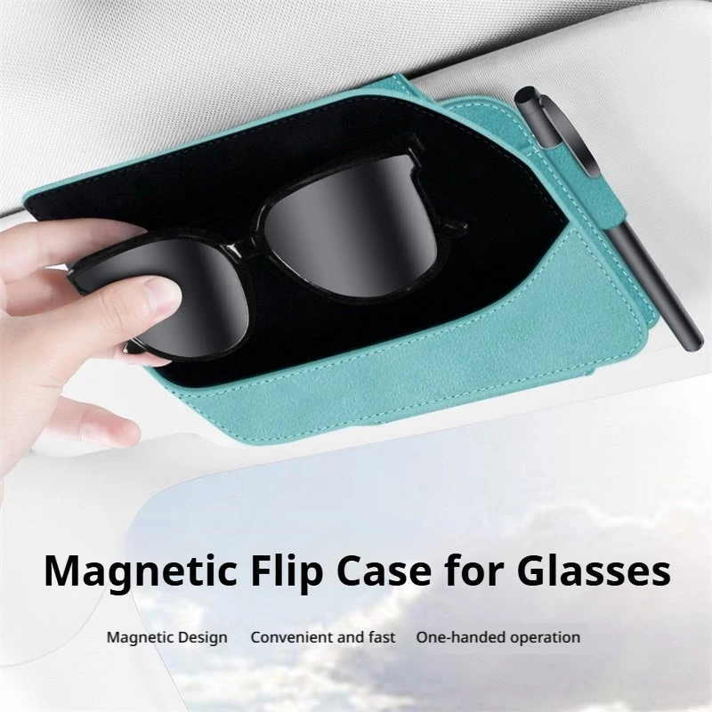 

Car Sun Visor Glasses Case Detachable Sheepskin Suede Card Holder Storage Pouch Auto Interior Accessories