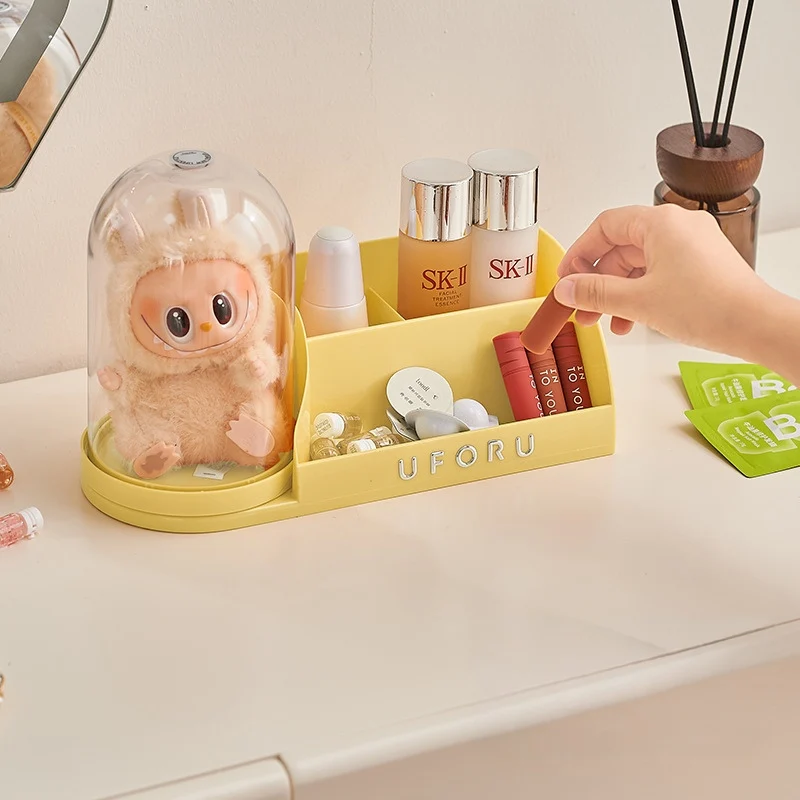 

for 17cm labubu Plush Toy Display Box, P Transparent Storage Case, 360° Rotation Display Stand, Protective Case for Cute Figures