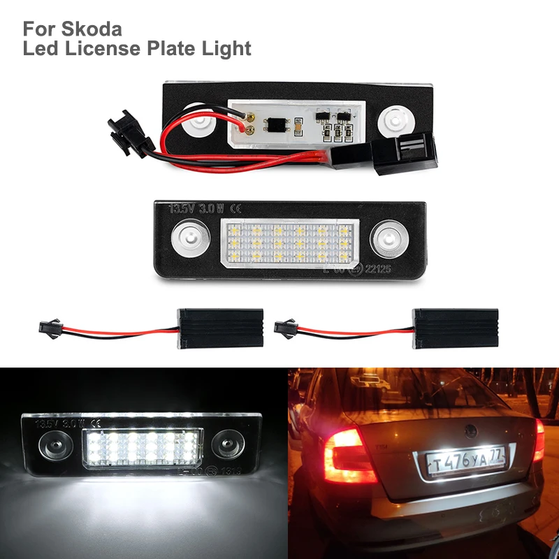 

For Skoda Octavia MK2 1Z 2003-2019 LED Number License Plate Light Lamp Facelift Rommester 5J 2006-2010 Canbus OEM#1Z0943021