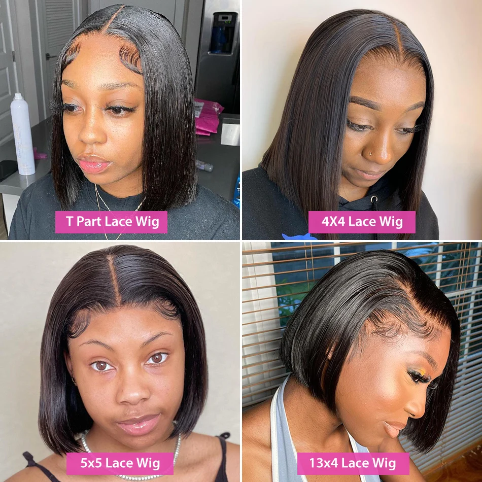 250% 13x6 Lace Frontal Wig Human Hair Bob Wigs For Women Bone Straight Short 8 to 16 Inch Bob Human Hair Wig Pre Plucked