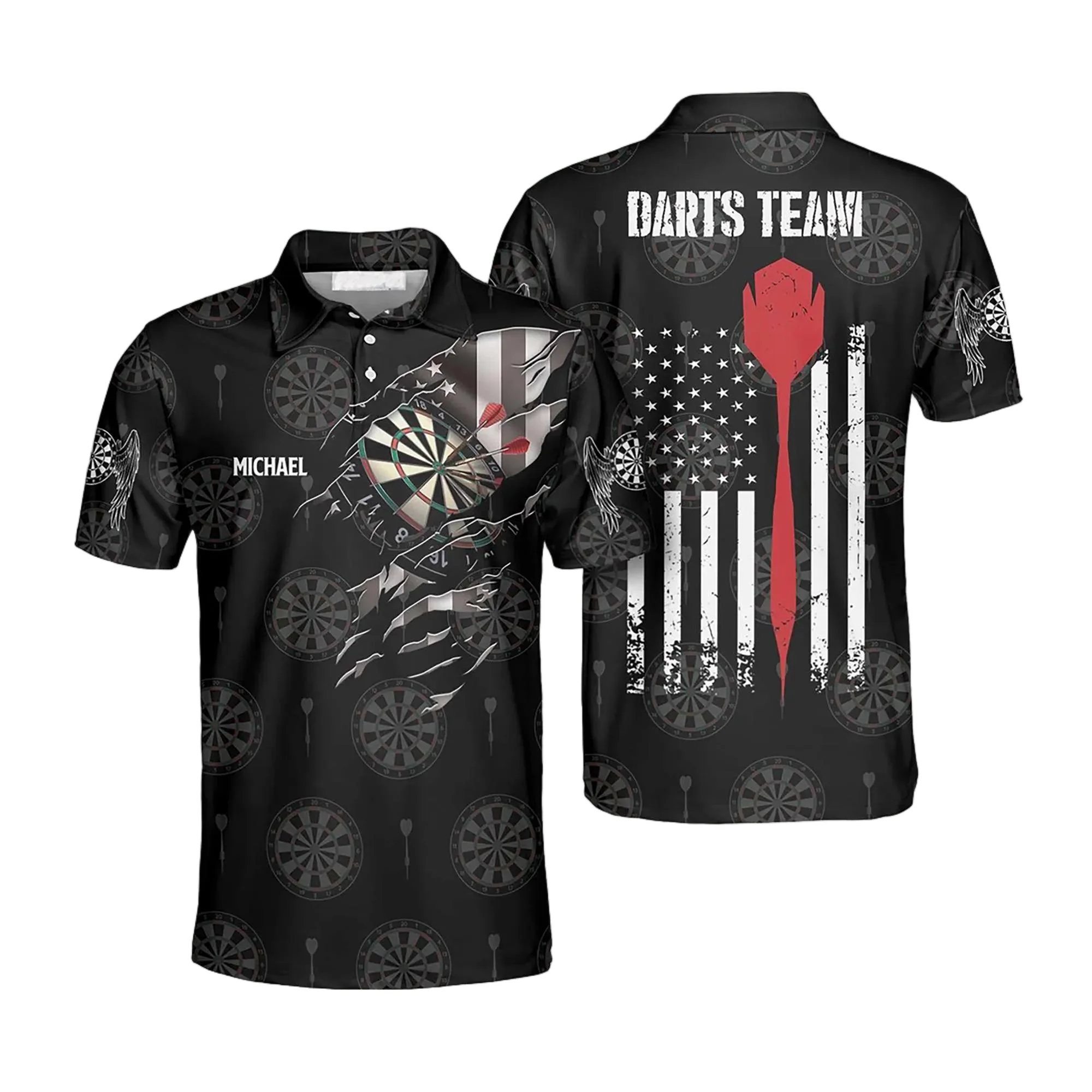 Trendy Darts Sports Polo T Shirt For Men Personalization Men's Polo Shirts Summer Breathable Quick Dry Short Sleeve Lapel Shirts