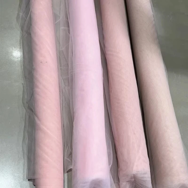 5 M  High end customized mesh fabric with skin friendly softness and comfortable drape, used for dresses and wedding fabrics