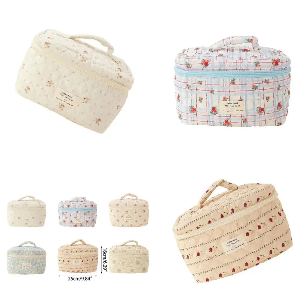 

E8BD Stylish and Portable Flower Pattern Makeup Bag Convenient Cosmetics