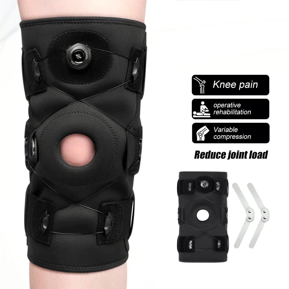 Attelle de genou articulée avec stabilisateurs latéraux, support de genou réglable pour hommes et femmes, pour la récupération des blessures à l'arthrite et au ménisque, 1 pièce