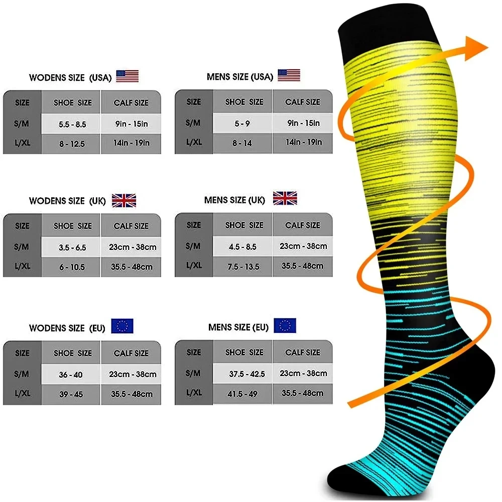 Compression Socks Running Fitness Rugby Cycling Sports Socks Men Women Medical Pain Relief Varicose Veins Pregnancy Nurse Socks