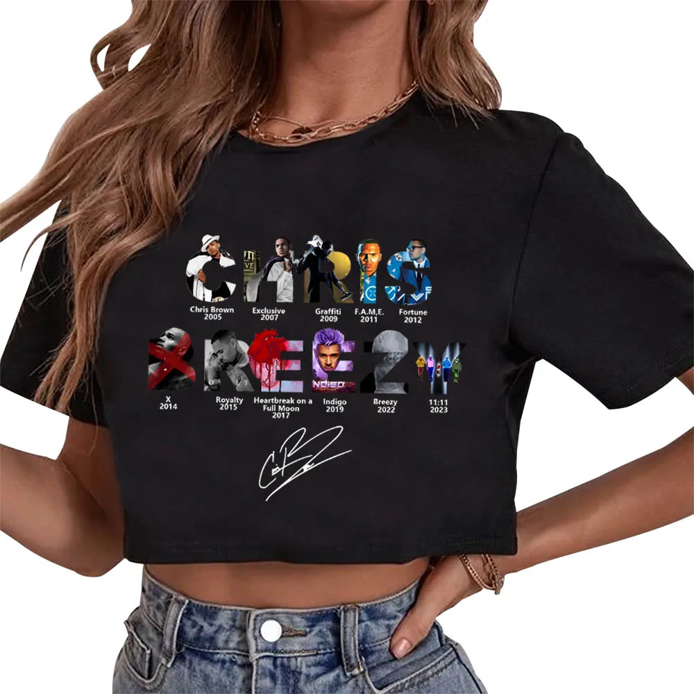 Chris Brown 11:11 Tour 2024 black tshirt girls