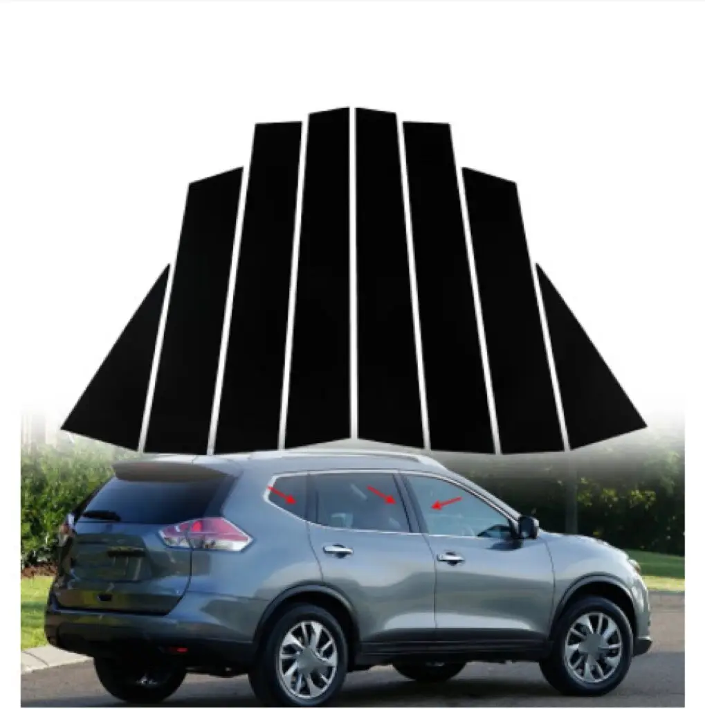 

8PCS Polished Pillar Posts Fit For Nissan X-Trail Rogue 2014 2015 2016 2017 2018 Window Trim Cover Window Door Moulding Trims