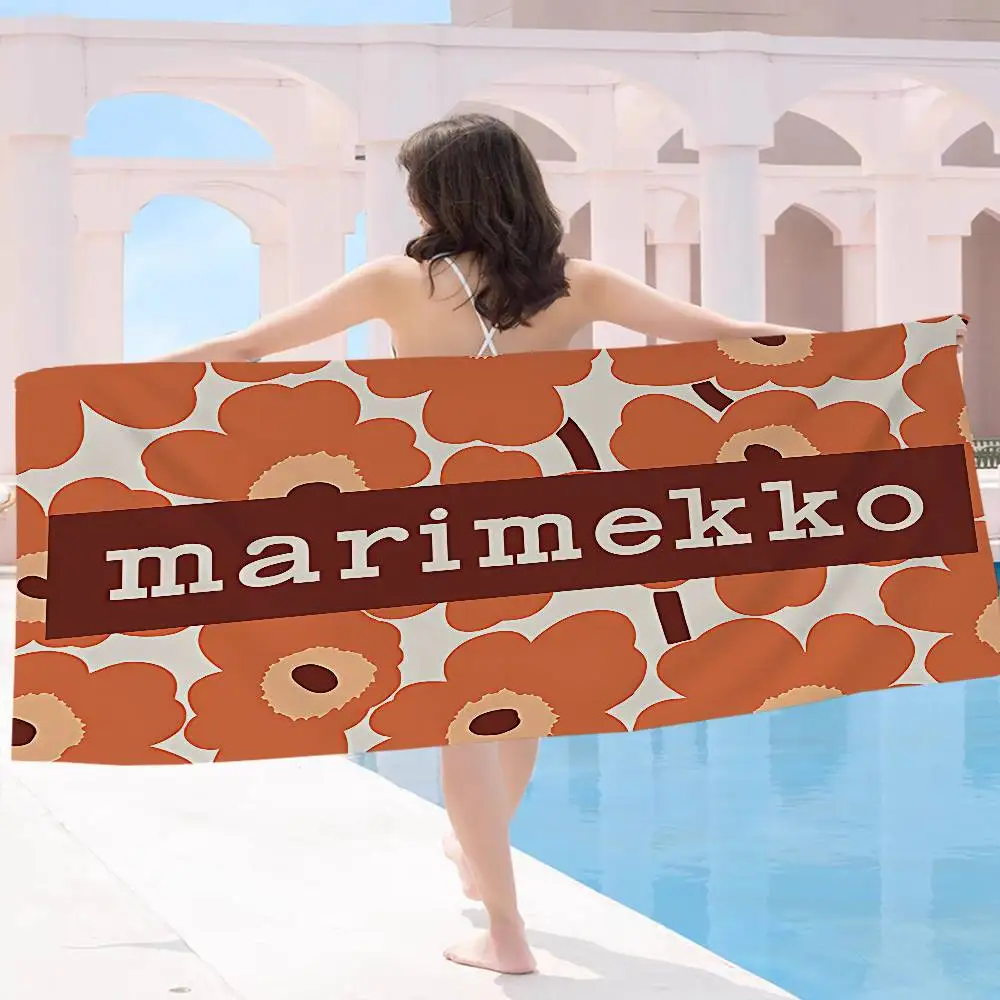 Manta de microfibra Marimekko-U-Unikko con estampado de flores, toalla de playa de secado rápido, toalla de piscina súper absorbente con estampado de gran tamaño