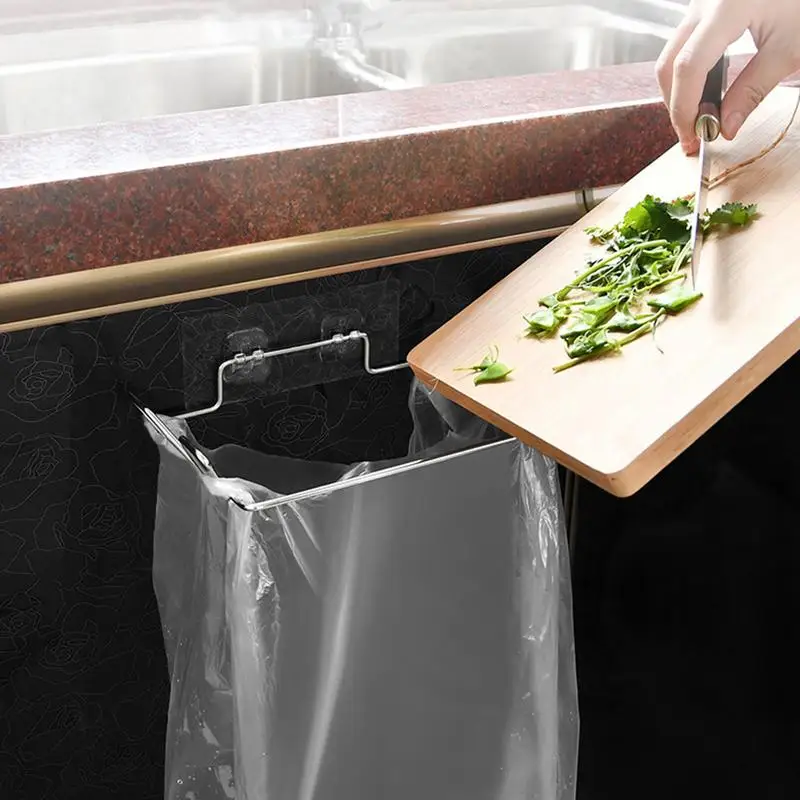 Trash Bag Holder Cabinet Door Trash Bag Holder Leaf Bag Holder Garbage Bags Storage Organizer Rack Back Door Hook Hangers