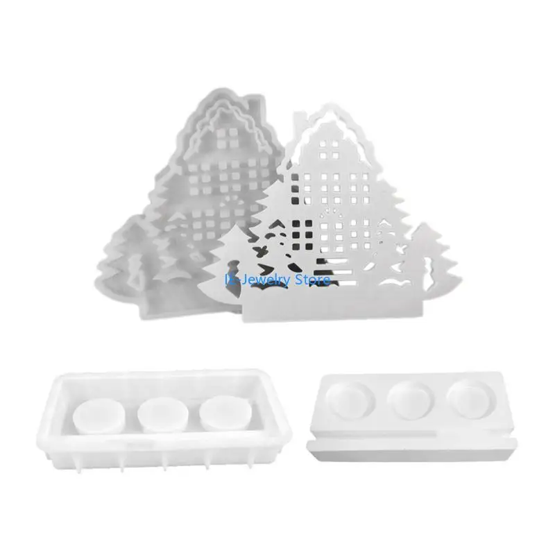 

W8KF House Holder Silicone Mold 3D Tree Candlestick Plaster Mold Gypsum Resin Molds Home Decorations Christmas Gift
