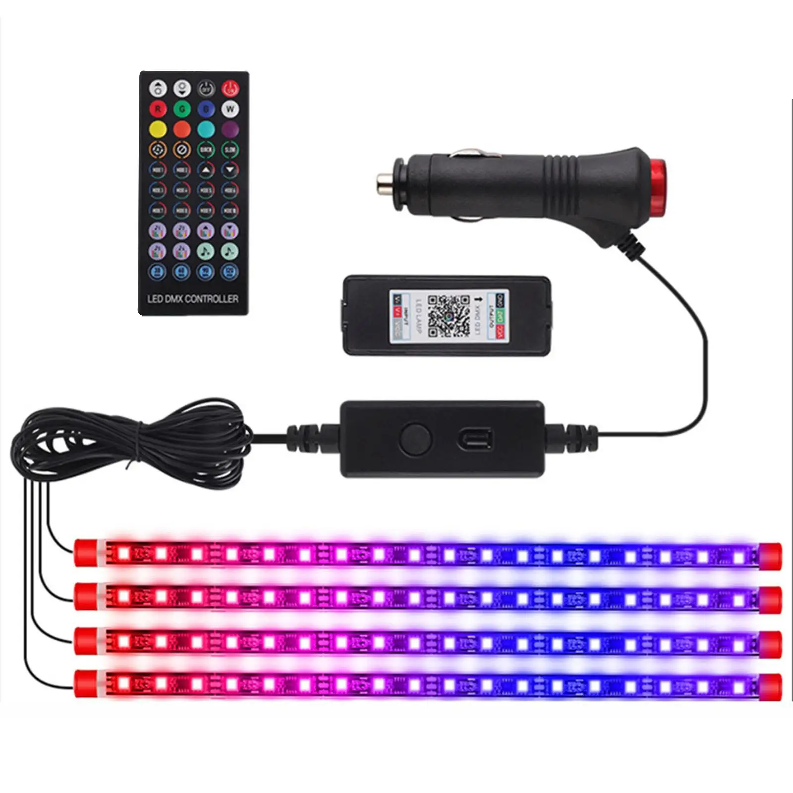 

Car Interior Lights Underdash Lighting Kits LED Strip Light 40 Key Waterproof Neon RGB 12V for Trucks Boats Floor Sedan Wagon