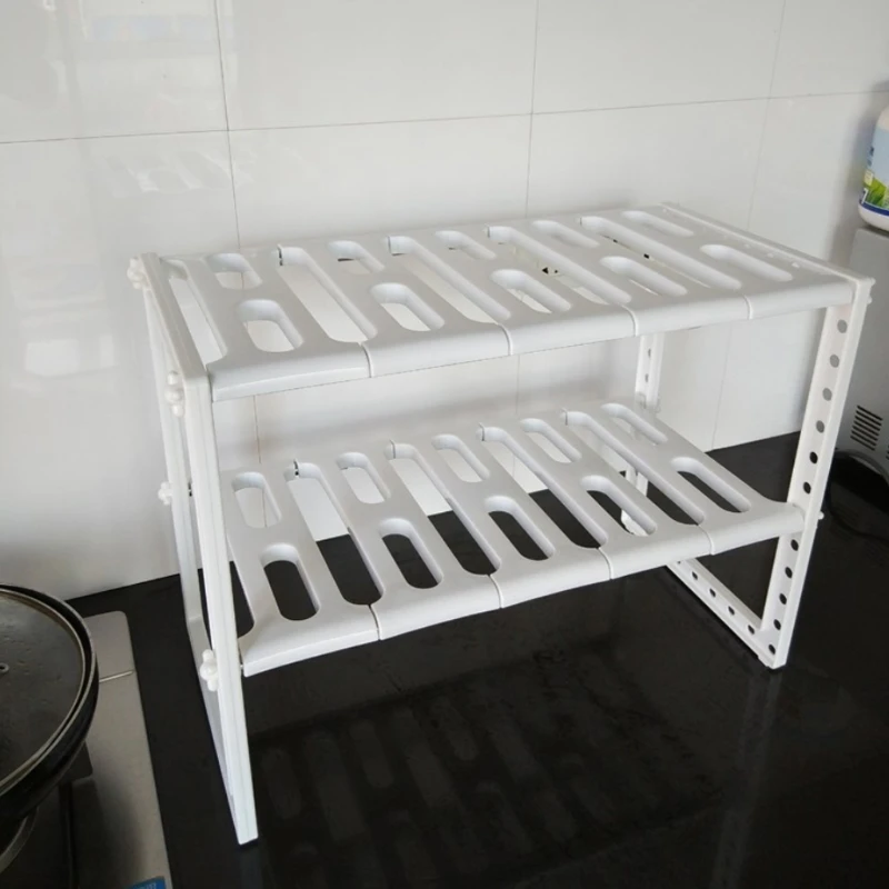 Cabinet Storage Shelf Expandable Metal Rack Kitchen Organizer Space Saver Adjustable Sink Dish Drying Rack Durable