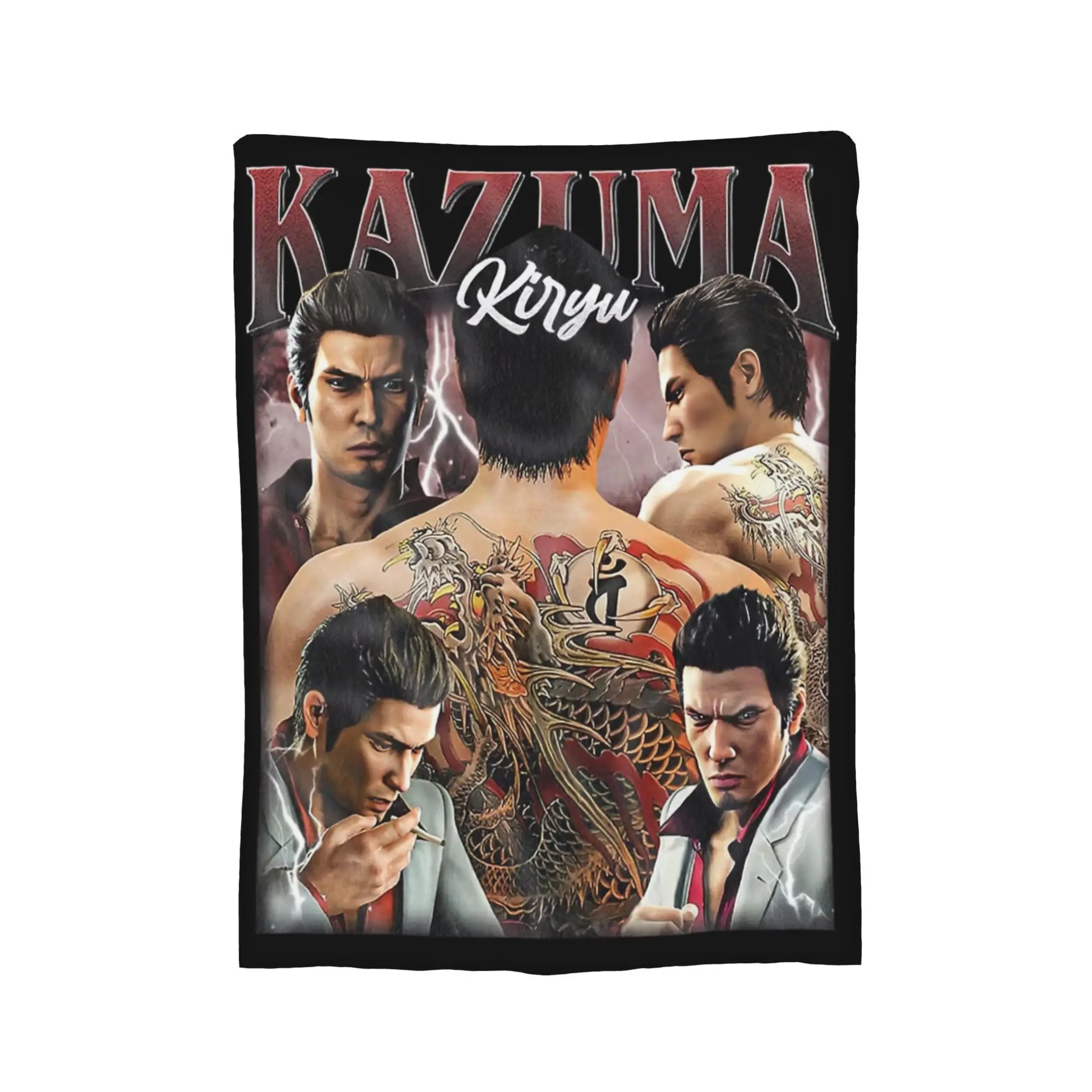 YAKUZA Kazuma Kiryu خمر Bootleg نمط بطانية الصوف المطبوعة المحمولة لينة رمي البطانيات للسرير غرفة نوم أفخم رقيقة لحاف #3