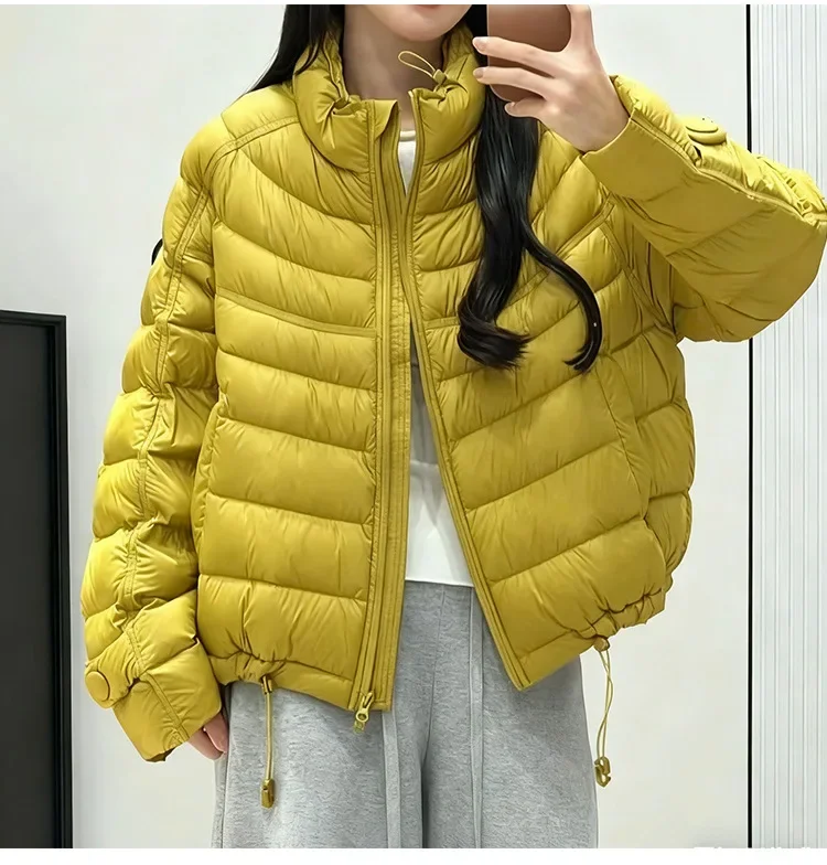 

90% White Duck Down Jacket Oversized Splice Quilted Lightweight Puffer Jacket Casual Padded Coat Loose Plus Size Puffer Coat