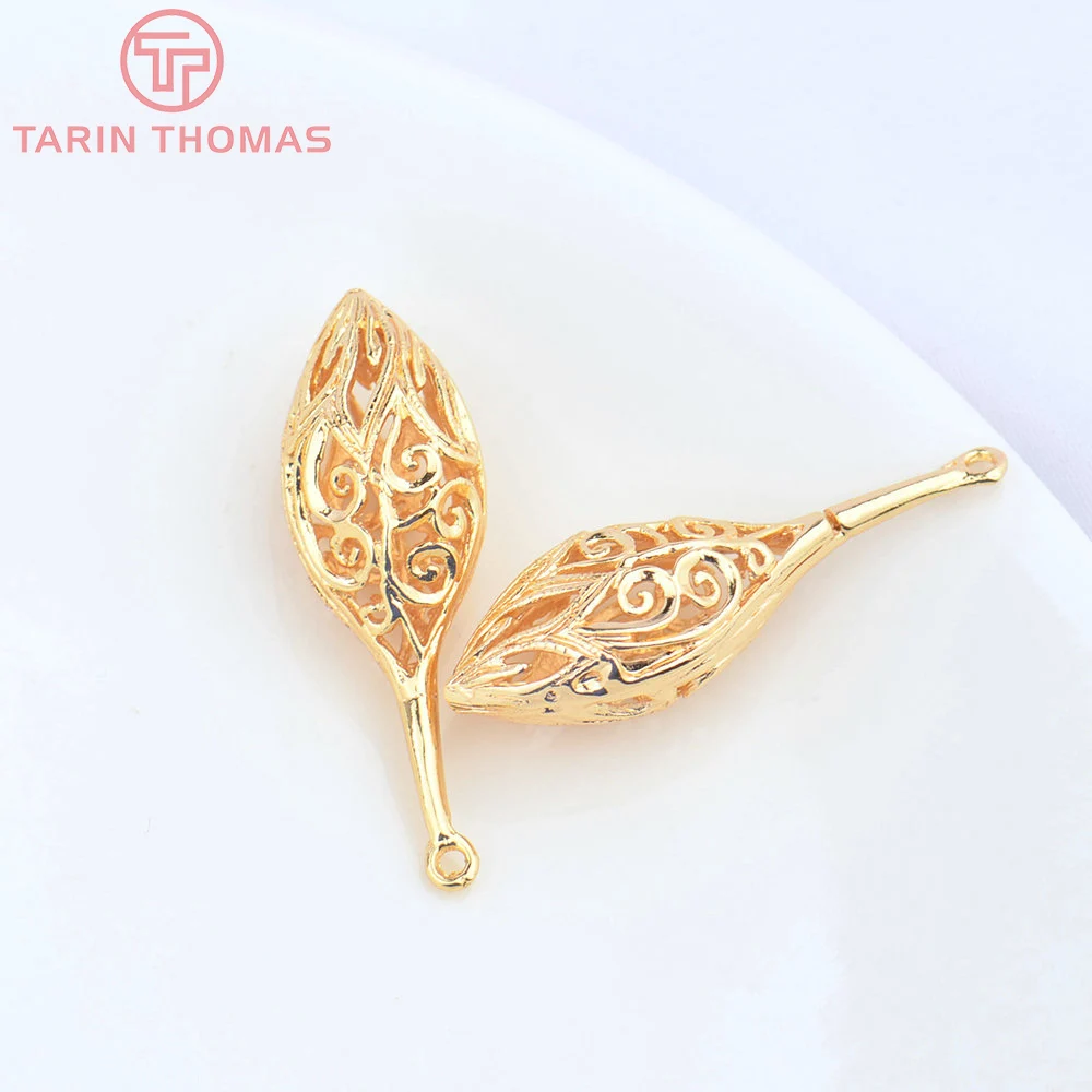 (4757) 6PCS 12MMx53MM 24K Gold Color Brass Fruit Core Shape Pendants High Quality DIY Jewelry Making Findings Wholesale