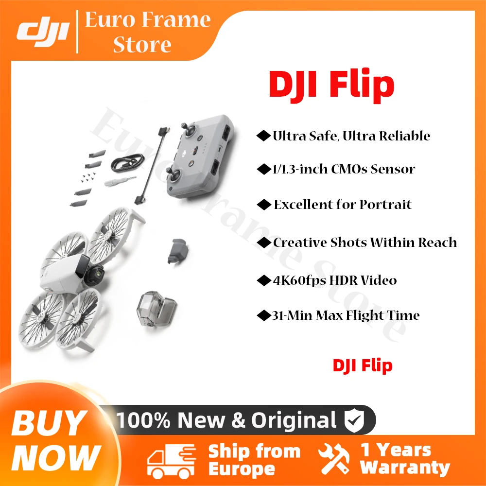 DJI Flip Camera Drone with 4K UHD Camera Under 249g 3-Axis Gimbal Stabilization 44000ft/13km Video Transmission 100% Original