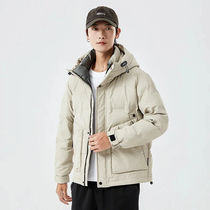 2024 Mode Parkas Outdoor Herren Winter jacke dicke warme große Taschen Jacken solide männliche Streetwear Mantel