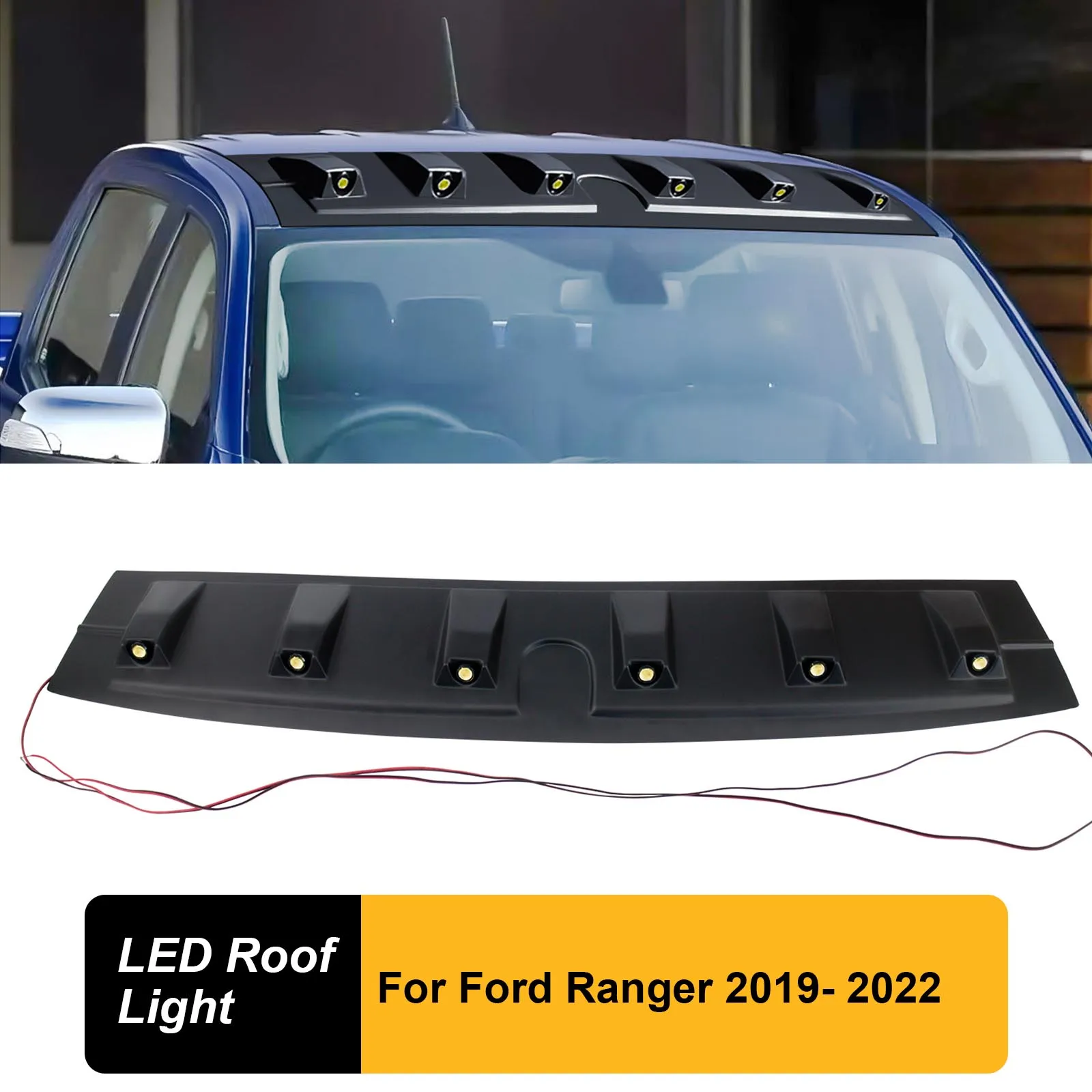 Raptor Style Led Roof Light Front Roof Fin Spoiler Cover  For Ford Ranger T8 2019 2020 2021 2022 Wildtrak Car Accessories