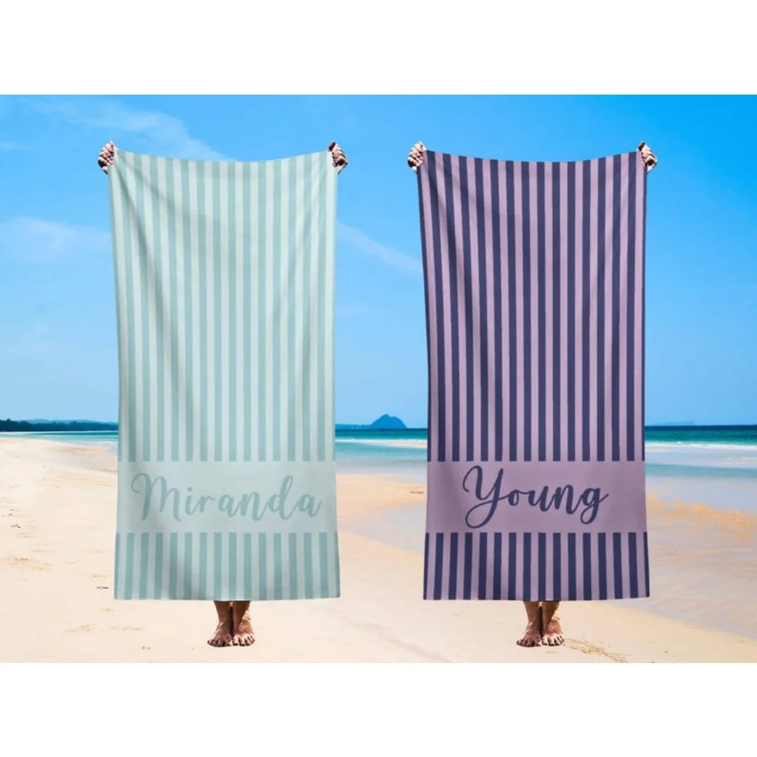 Strandtücher mit individuellem Namen, Farbe, leichtes Mikrofaser-Handtuch, Anti-Sand, schnell trocknendes Badetuch, personalisiertes Geschenk für Geburtstagsvater – Detail 4