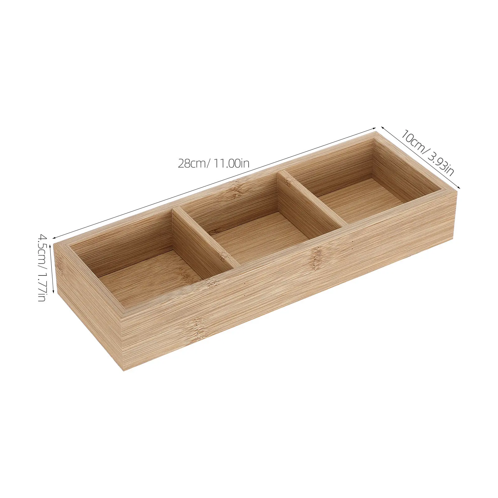 Wood Tea Bag Organizer Box 11x4x1.8in Bamboo 3-Compartment Coffee Station Countertop Sugar Packet Holder Tea Storage Organizer view 6