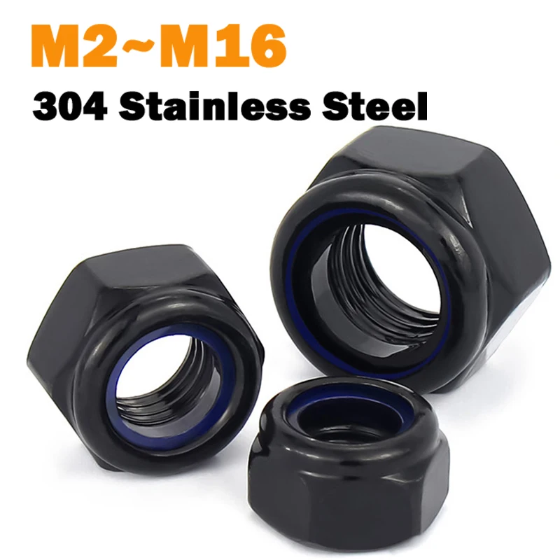 

Black Nylon Lock Nut M2 M2.5 M3 M4 M5 M6 M8 M10 M12 M14 M16 304 Stainless Steel Hex Hexagon Self-locking Insert Nut Nut Locknut