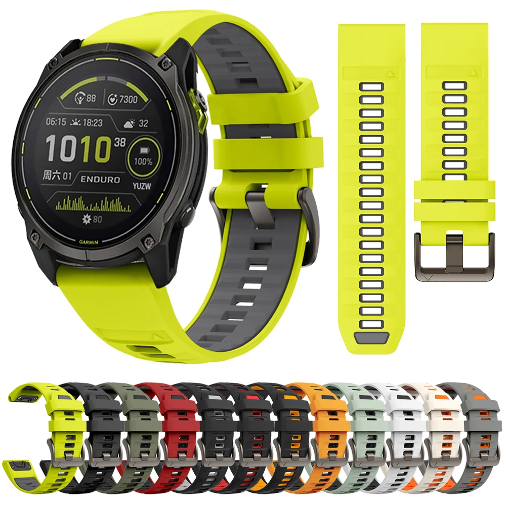 QuickFit 26 22mm Watch Band for Garmin Enduro 3 Silicone Waterproof Wristband Fenix 8 E 7 7X Pro/Epix/Instinct 2X/965 955 Strap