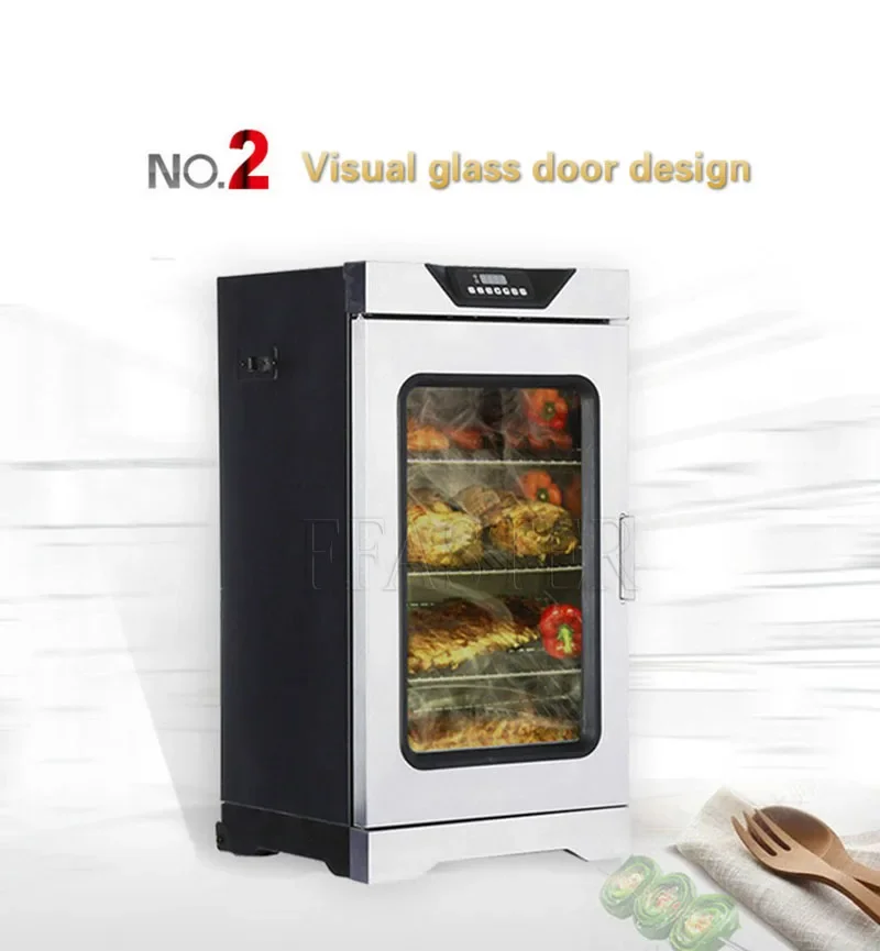 فرن/سماك سجق صغيرة فرن لحم الخنزير المقدد المدخن 60L فرن كهربائي ذكي فرن دخان كهربائي رقائق الخشب استخدام اللحوم دخان