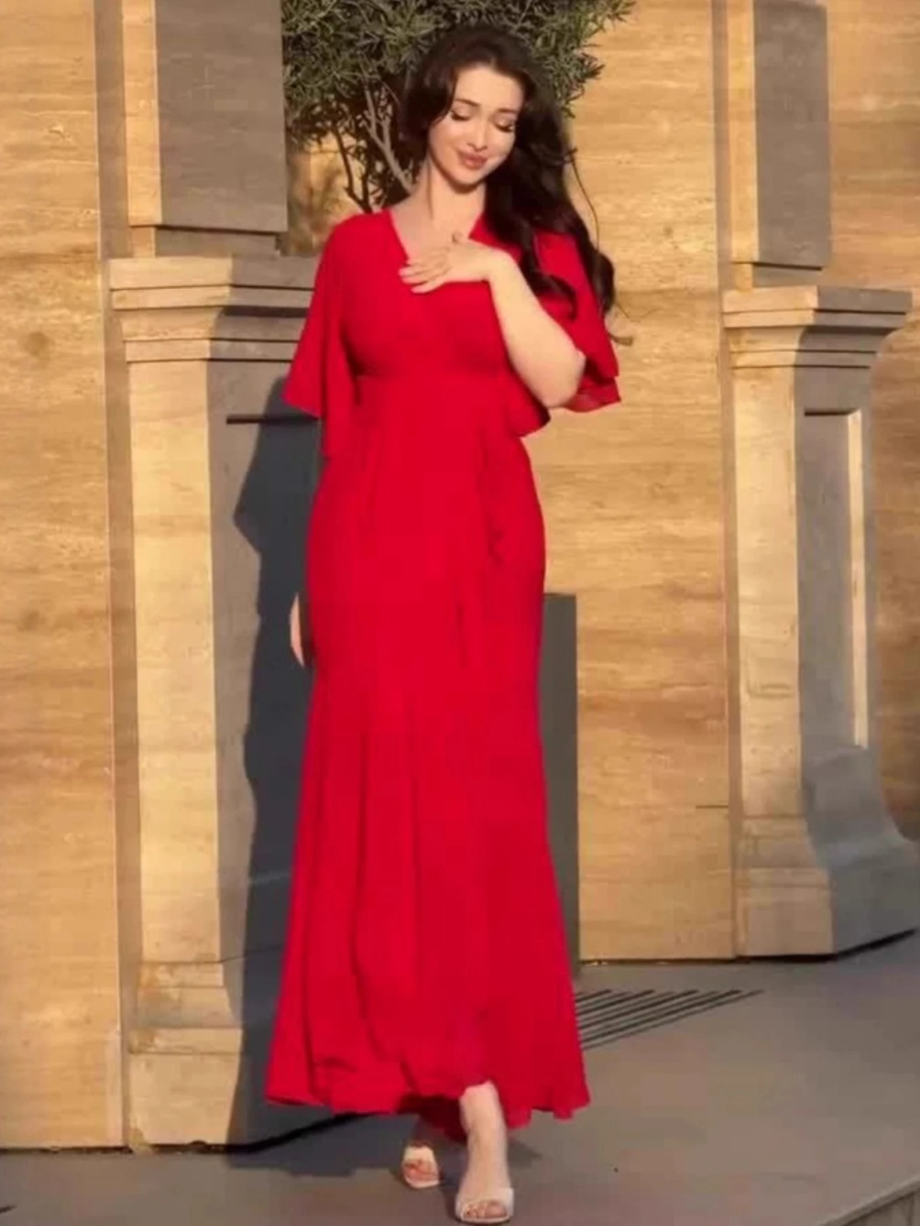 

Eid Women Dress Ruffle Short Sleeve Abaya Dubai Vestidos Largos Long Dresses Kaftan Arab Robe Party Caftan Jalabiya Ramadan 2025