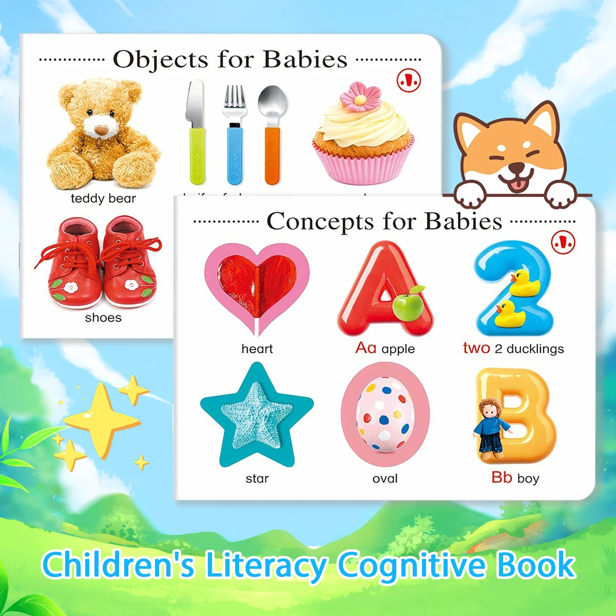 

Set of 2 English Early Education Cognitive Book Rounded Corners And For Toddlers To Learn Letters Numbers Objects Animals ect