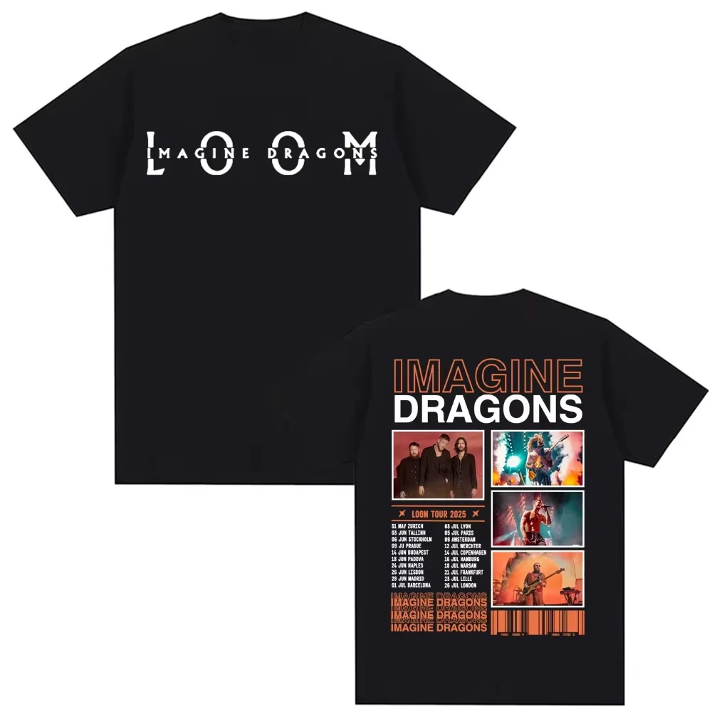 

Футболка Imagine Dragons Loom World Tour с графическим рисунком, мужская и женская летняя удобная футболка в стиле поп-арт с короткими рукавами, уличная одежда