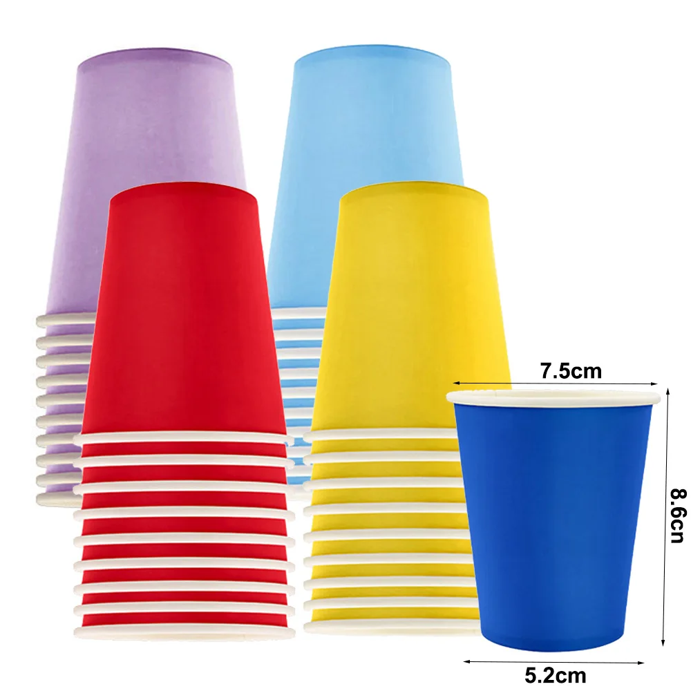 Gobelets de fête jetables de couleur unie, 10 à 300 pièces, gobelets à café en papier, fournitures de décoration pour mariage, baby shower, fête d'anniversaire