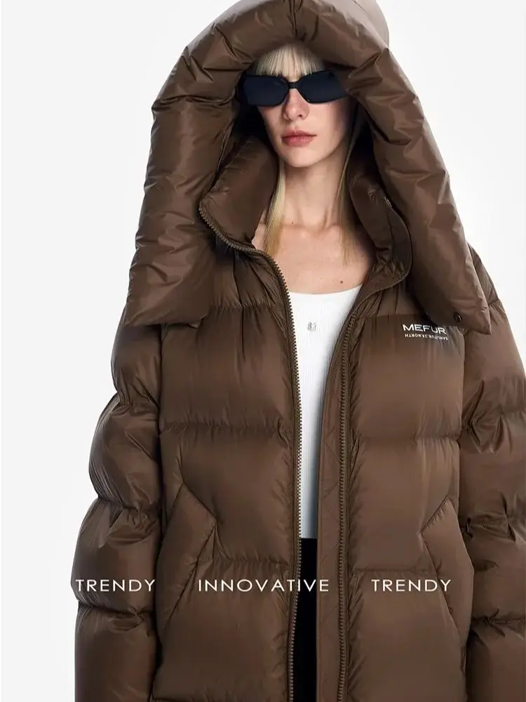 Winter Women\'s Long Hooded Down Coats Thicker Warm Fluffy Down Coat Female Winter Bread Style Parkas wy2152