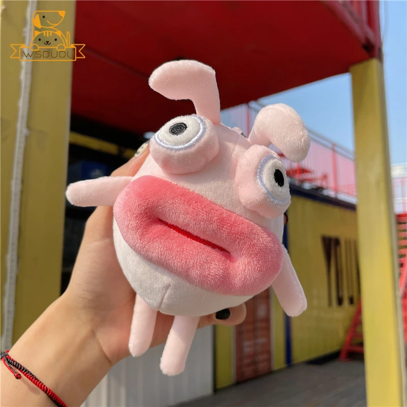 Big Lip Animal Plush Keychain Cute Thick Mouth Bunny Rabbit Duck Caterpillar Stuffed Doll Funny Toy Kawaii Bag Pendant Girl Gift