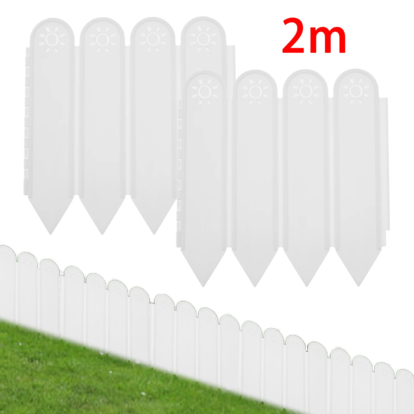 2m Garden Lawn Ground Edging Fence Outdoor Grass Border Fencing Plastic Yard Landscape Pathway DIY Decorative