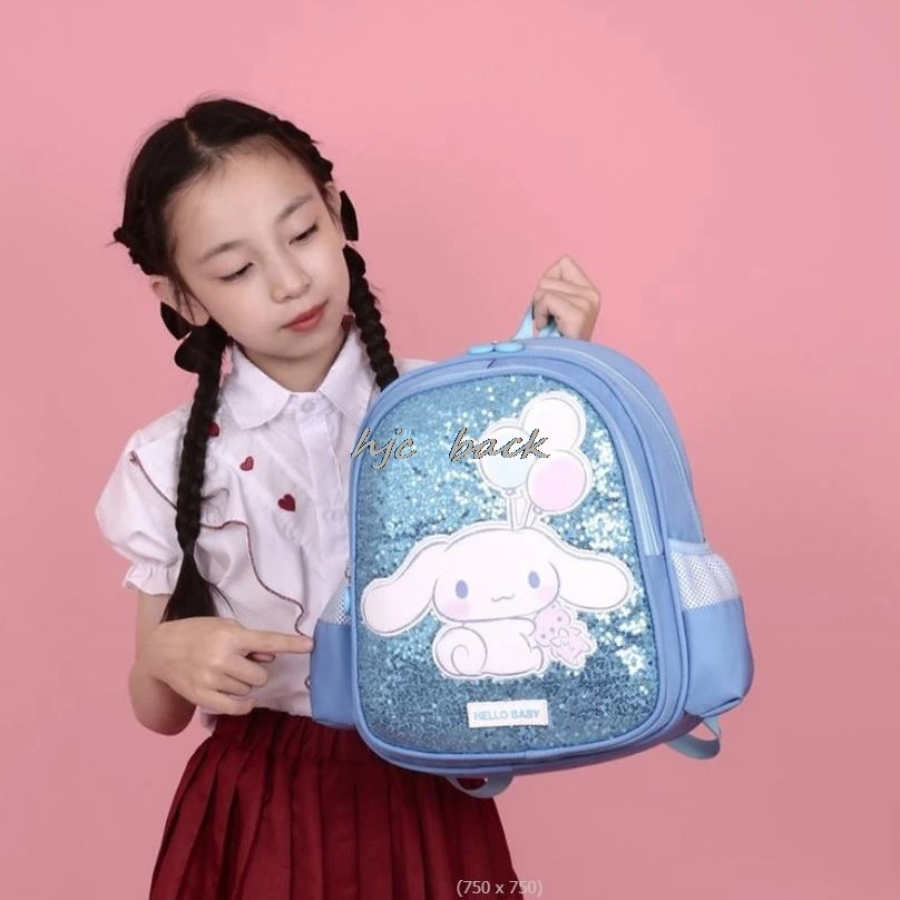 Mochila infantil Kuromi Melody Cartoon Schoolbag, jardim de infância, meninos e meninas, fofa, linda, marca de moda, bolsa de 2 ombros, infantil