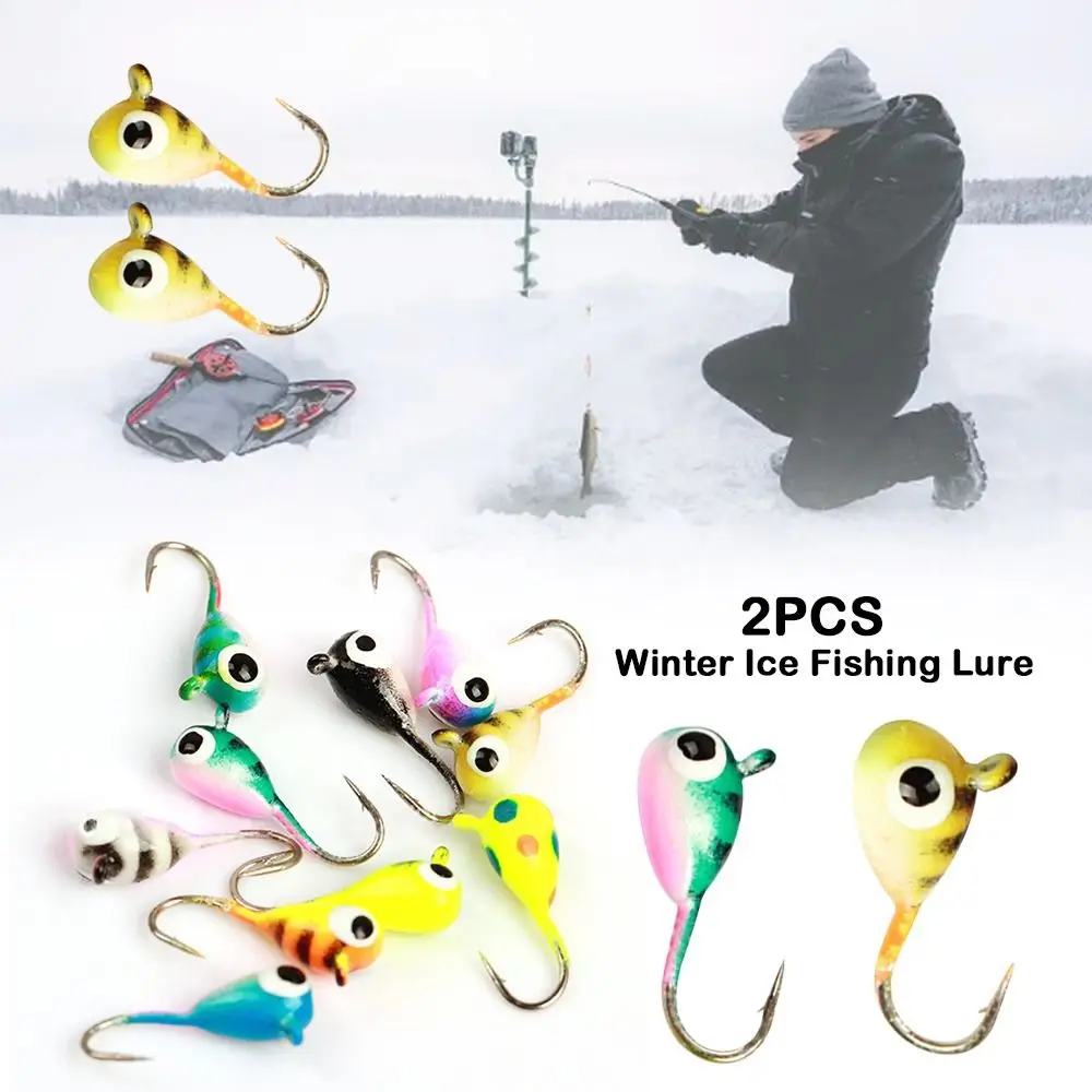 2pcs 0.25g/0.5g/1g/1.85g/2.5g/3g/4.4g Winter Ice Fishing Lure Jigging AD-Sharp Ice Fishing Lure Walleye Balancer Tungsten Hook