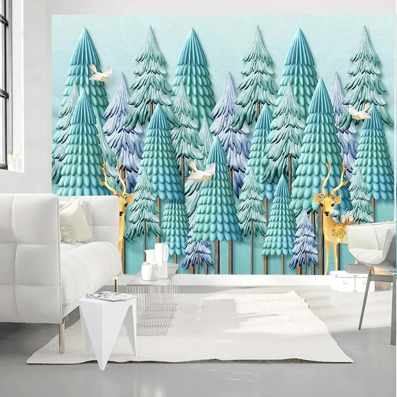Custom 3D Modern Abstract Embossed Elk Nordic Background Wall Decoration Painting Papel De Parede Tapety Fresco Mural Wallpaper